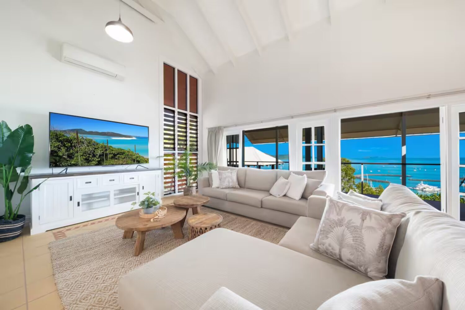 Relax indoors in the coastal living area